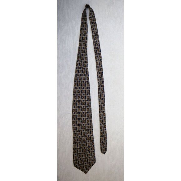 SUTTER & GRANT - MEN'S BLUE GEOMETRIC PRINT PRINT 100% SILK TIE- MADE IN USA - Picture 3 of 7